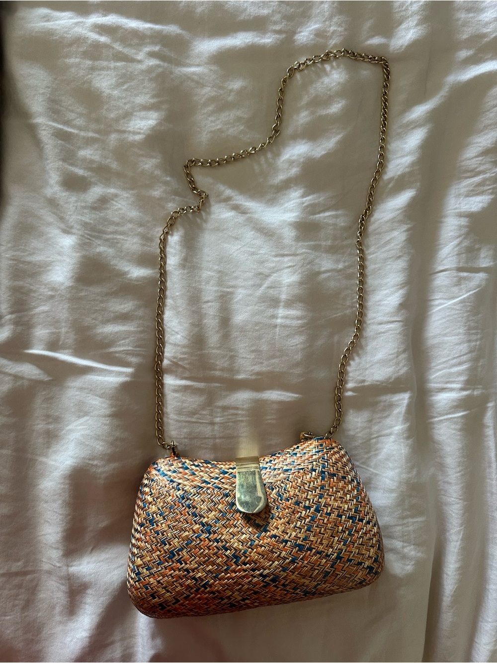 Woven Multicolor Chain Crossbody Bag